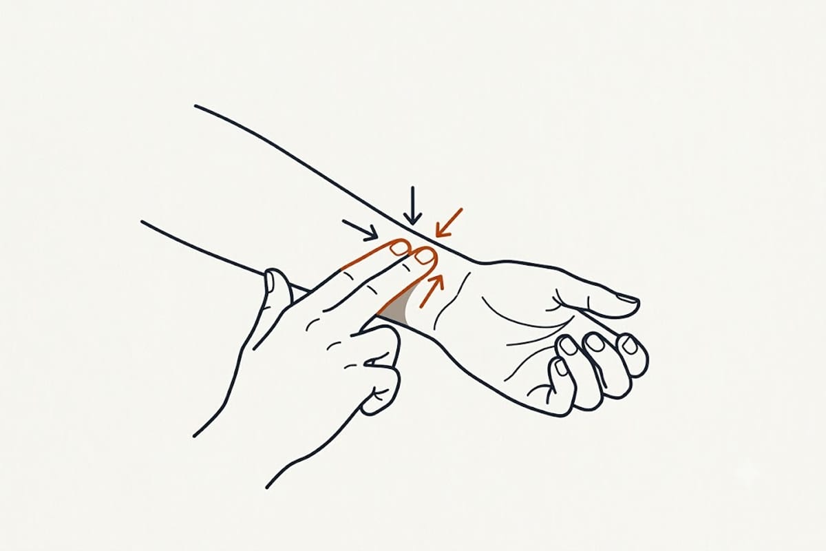 Two fingers on the radial pulse