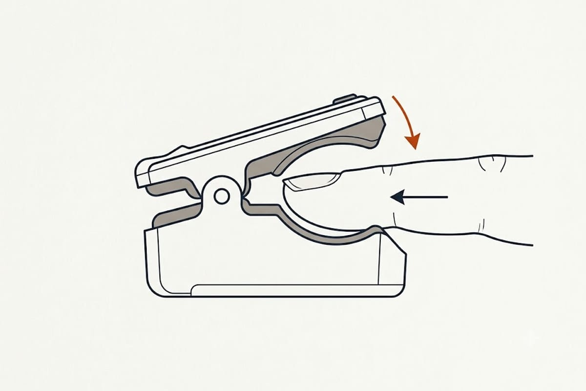 The probe on a warm fingertip