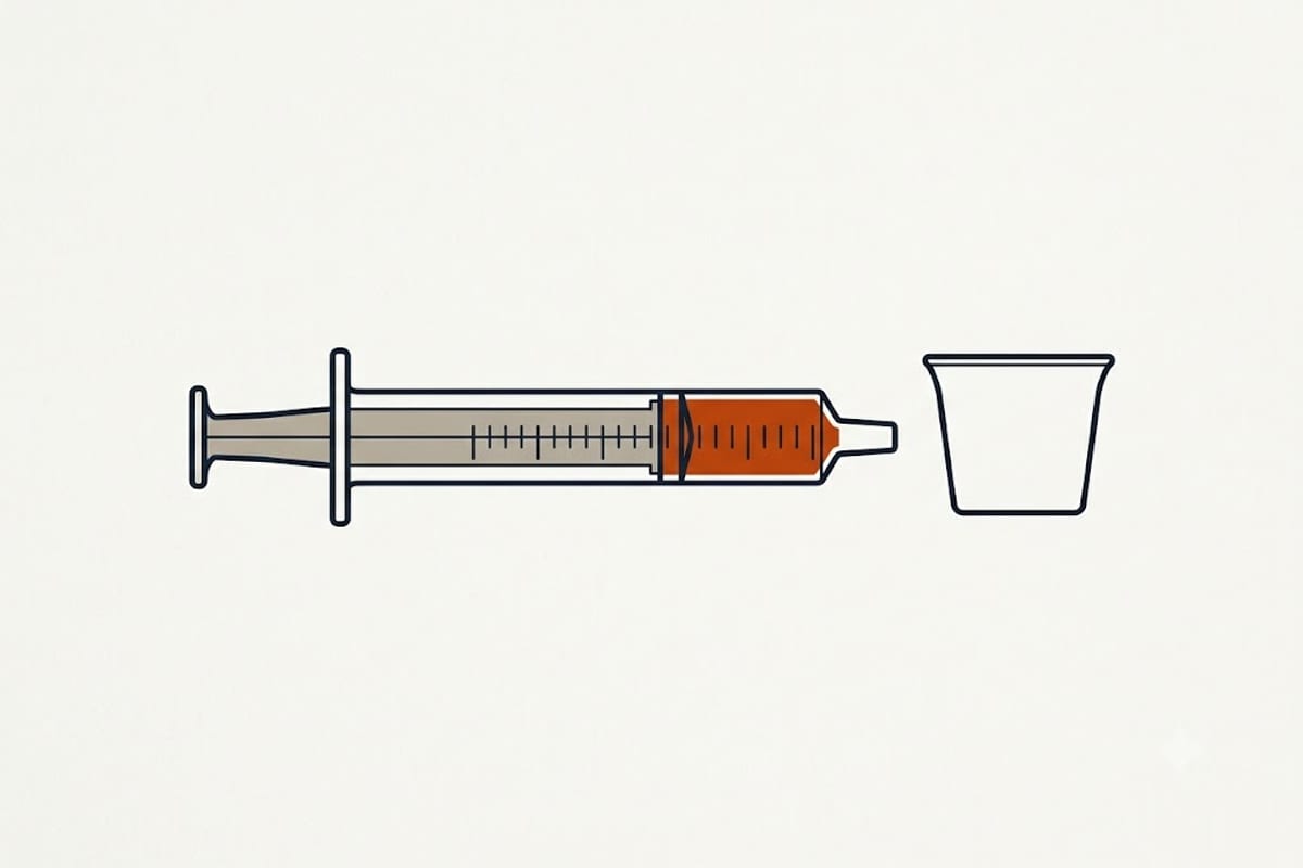 A graduated syringe, not a kitchen spoon